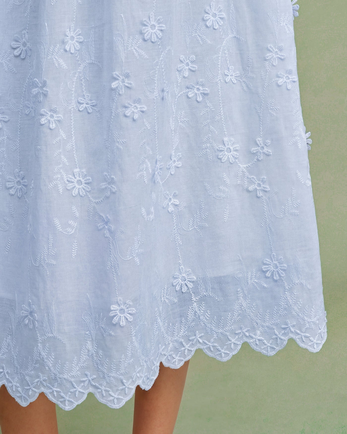 Blå Blommig Texturerad Midi Klänning