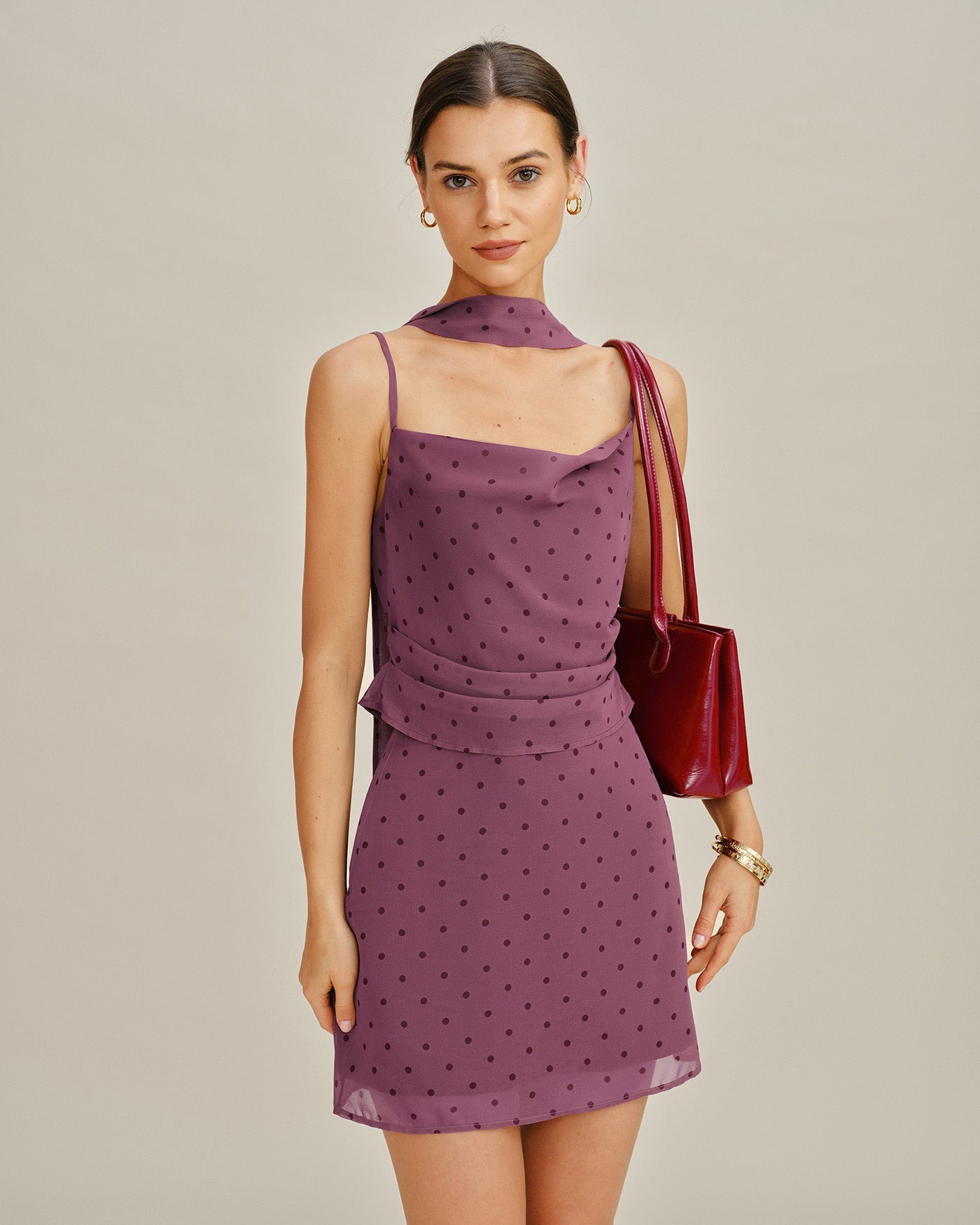 Lila Prickig Chiffon Cami Top