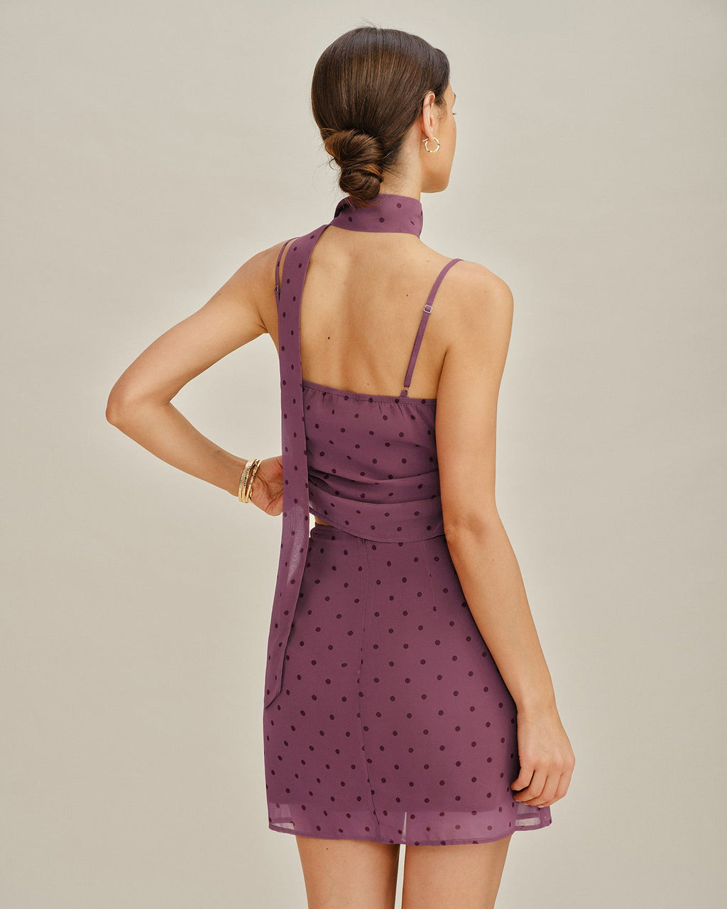Lila Prickig Chiffon Cami Top