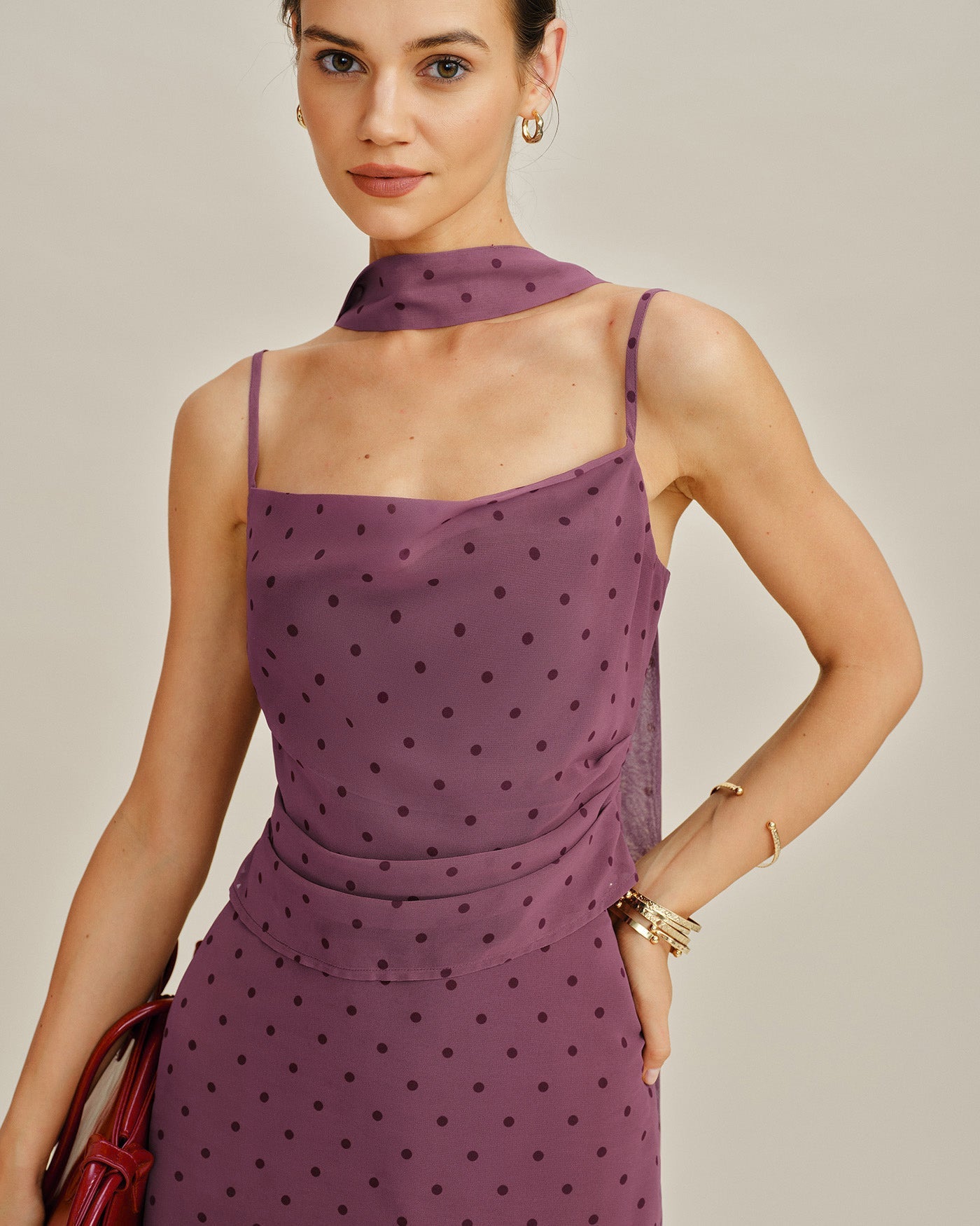 Lila Prickig Chiffon Cami Top