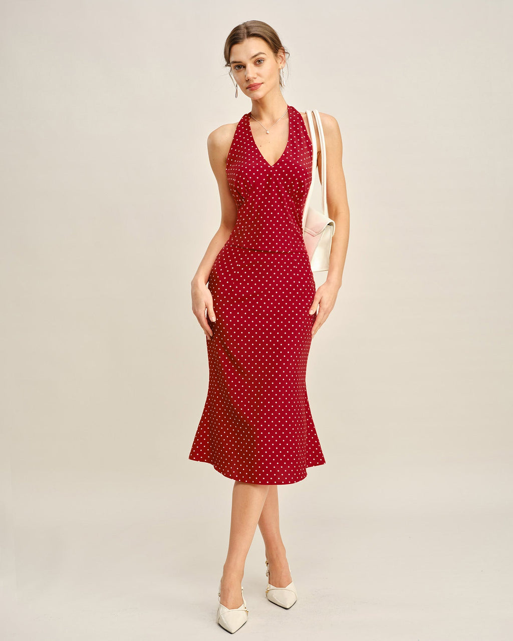 Röd Halterneck Polka Dot Cami Topp