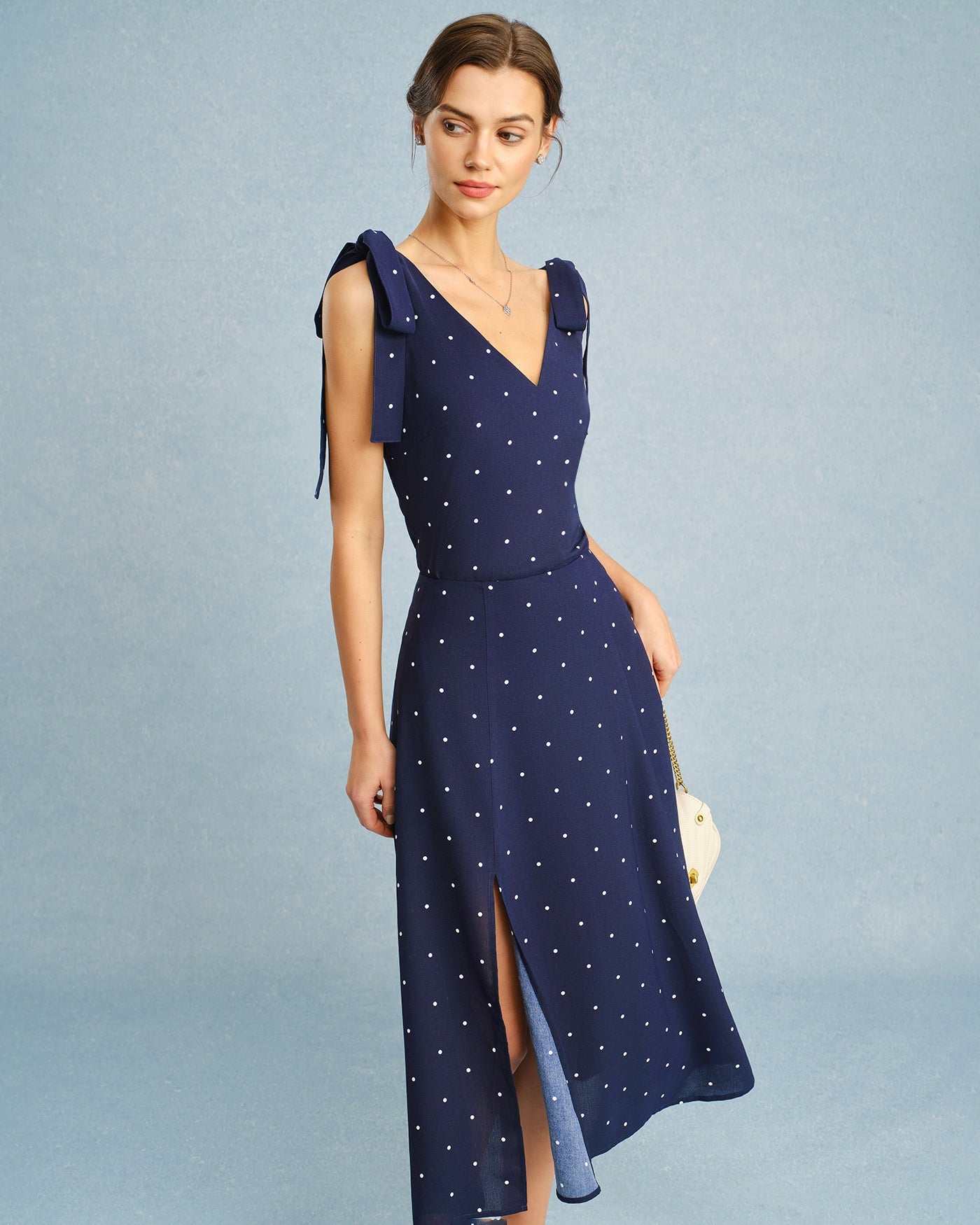 Marinblå V-ringad Polka Dot Cami Top