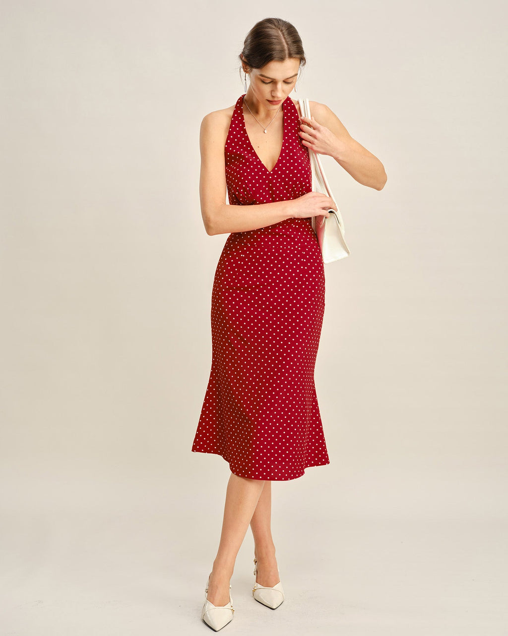 Röd Halterneck Polka Dot Cami Topp