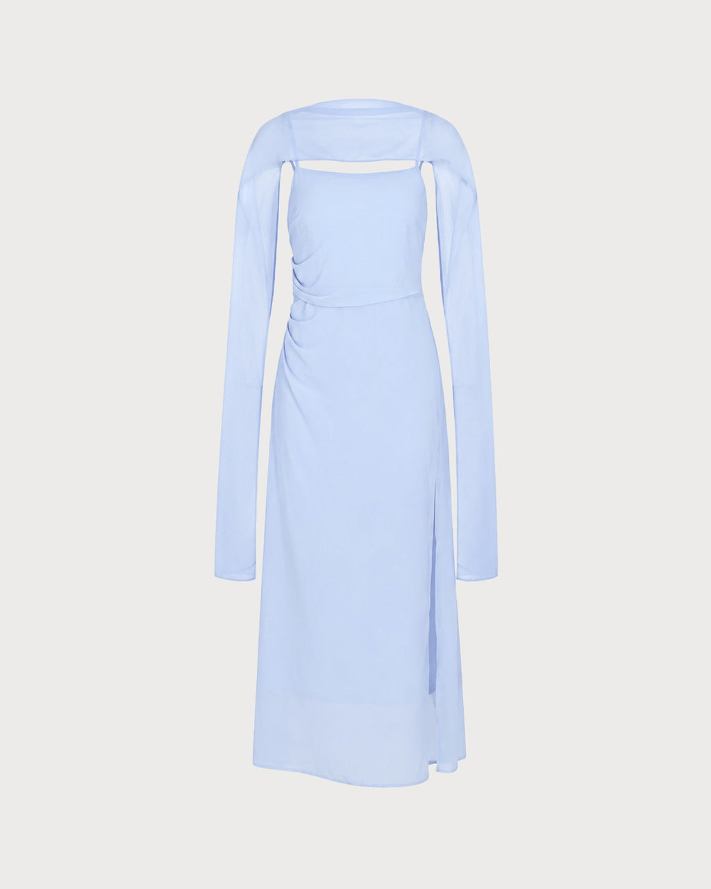 Blå Cowl Neck Strap Chiffon Maxi Klänning