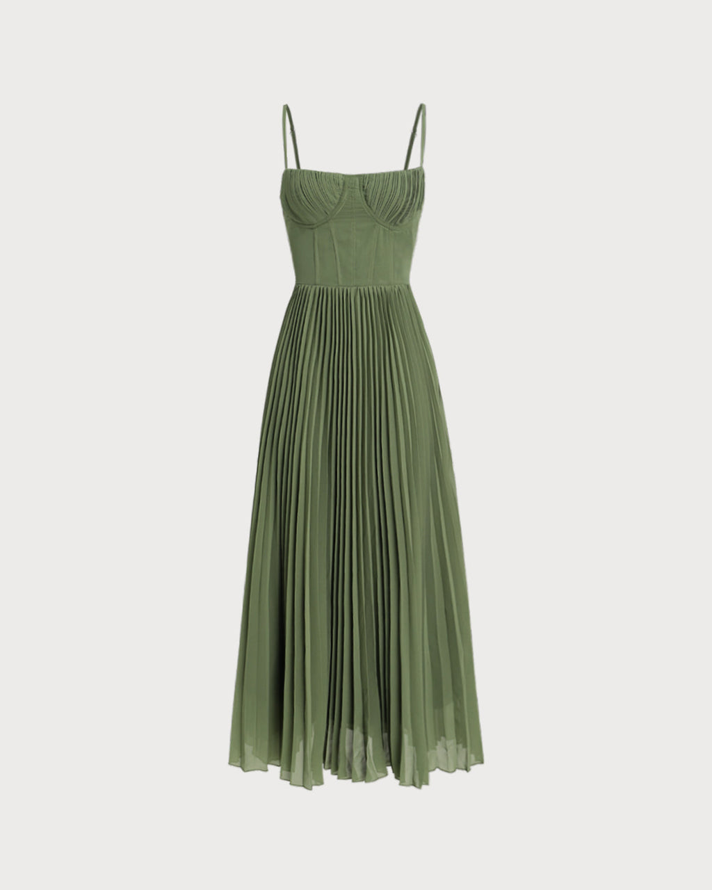 Grön Sweetheart Hals Flowy Slip Maxi Klänning