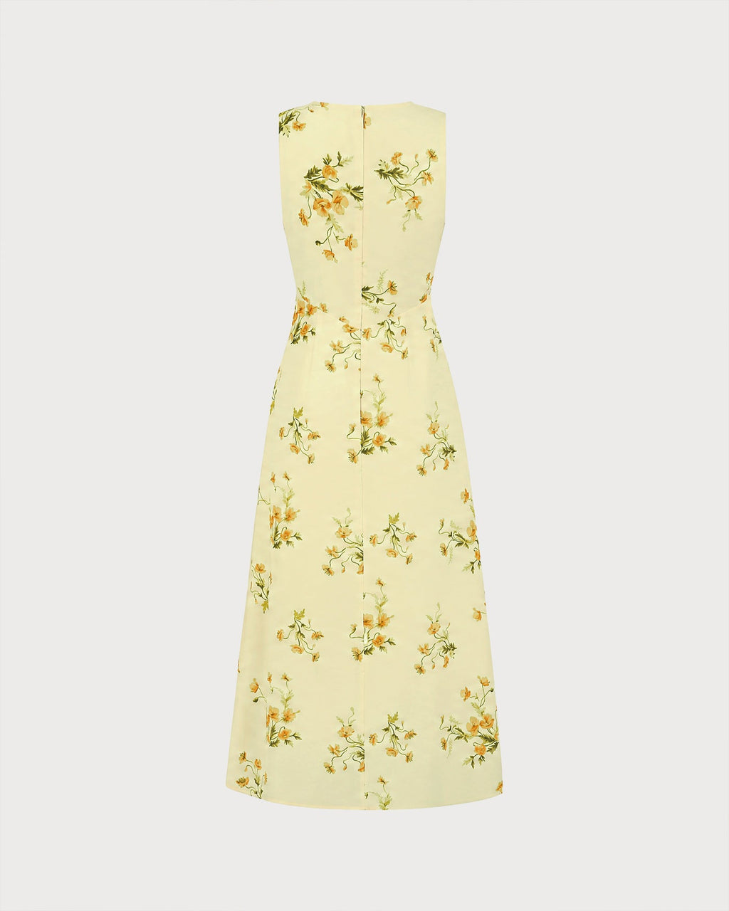 Gul V-ringad Blommig Chiffon Maxiklänning