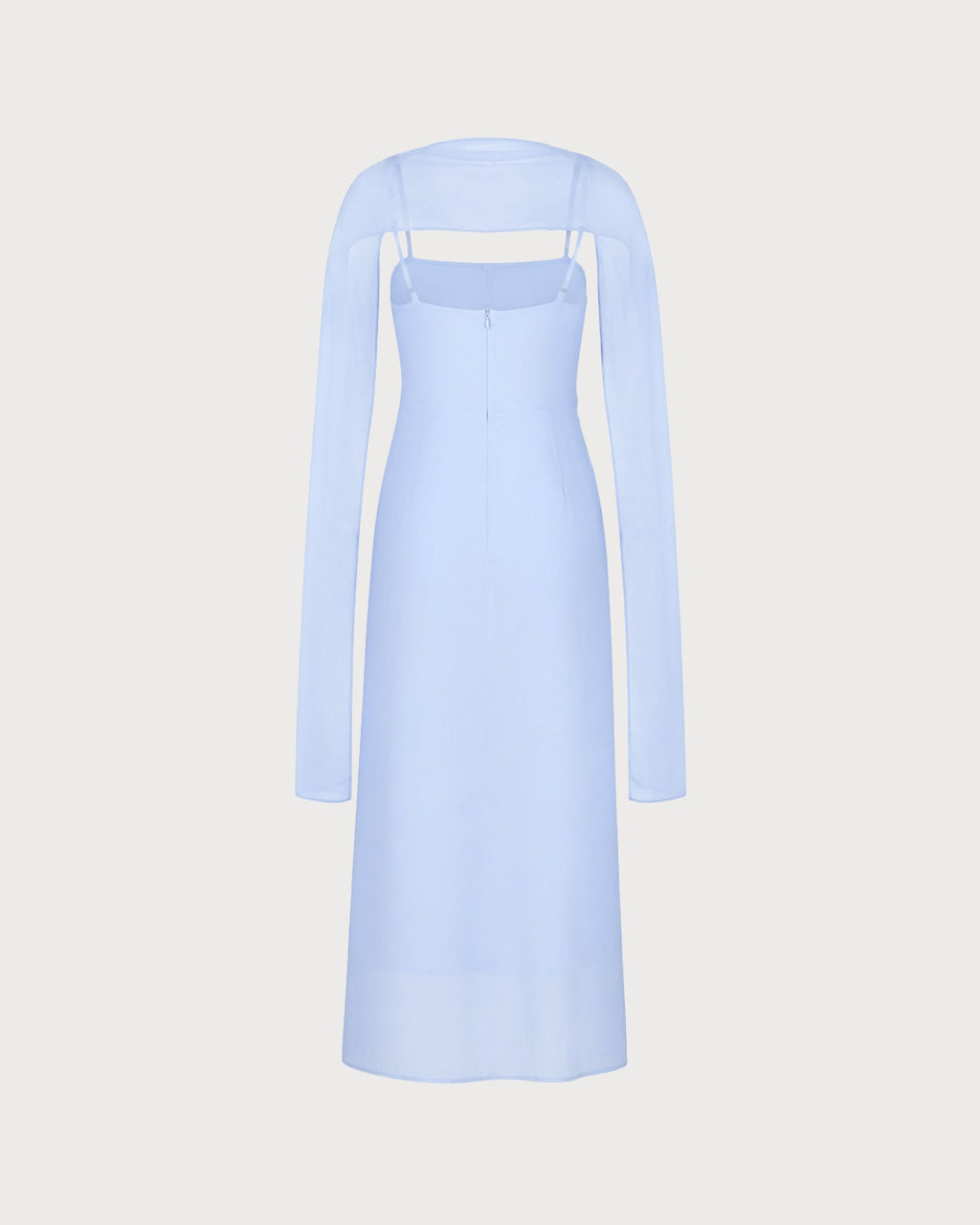 Blå Cowl Neck Strap Chiffon Maxi Klänning