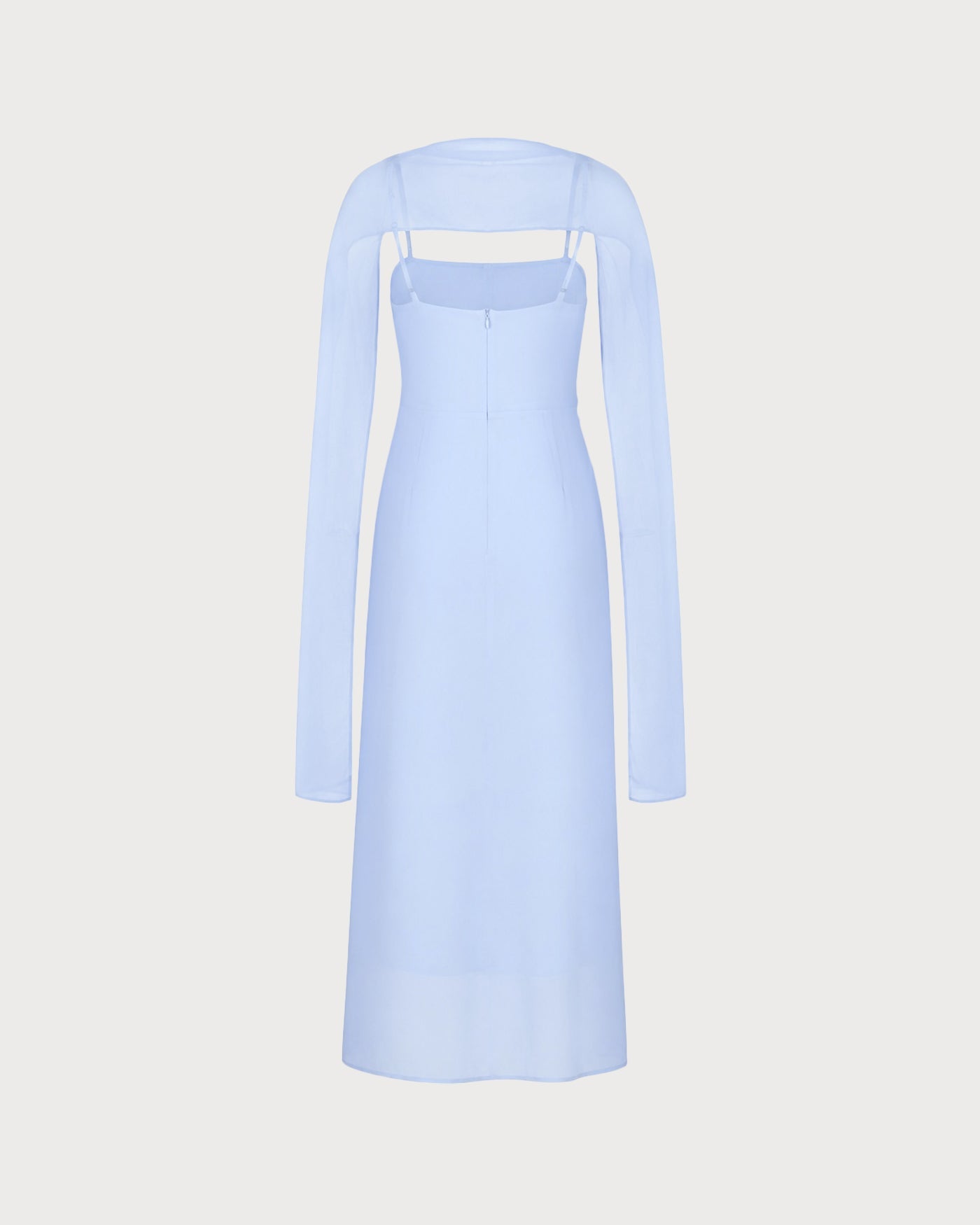 Blå Cowl Neck Strap Chiffon Maxi Klänning