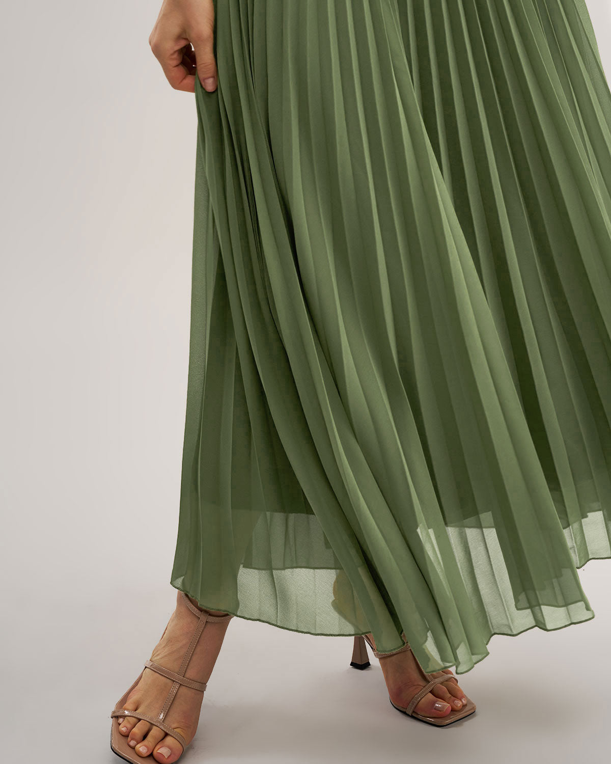 Grön Sweetheart Hals Flowy Slip Maxi Klänning