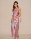 Rosa Slip Mermaid Satin Maxi Klänning