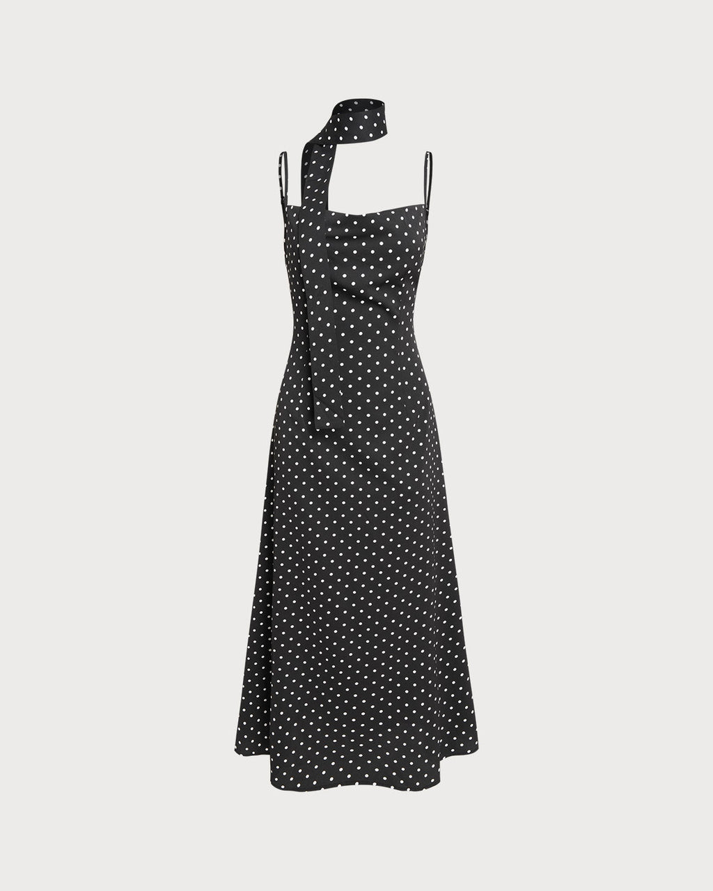 Svart Prickig Cowl Neck Slip Maxi Klänning