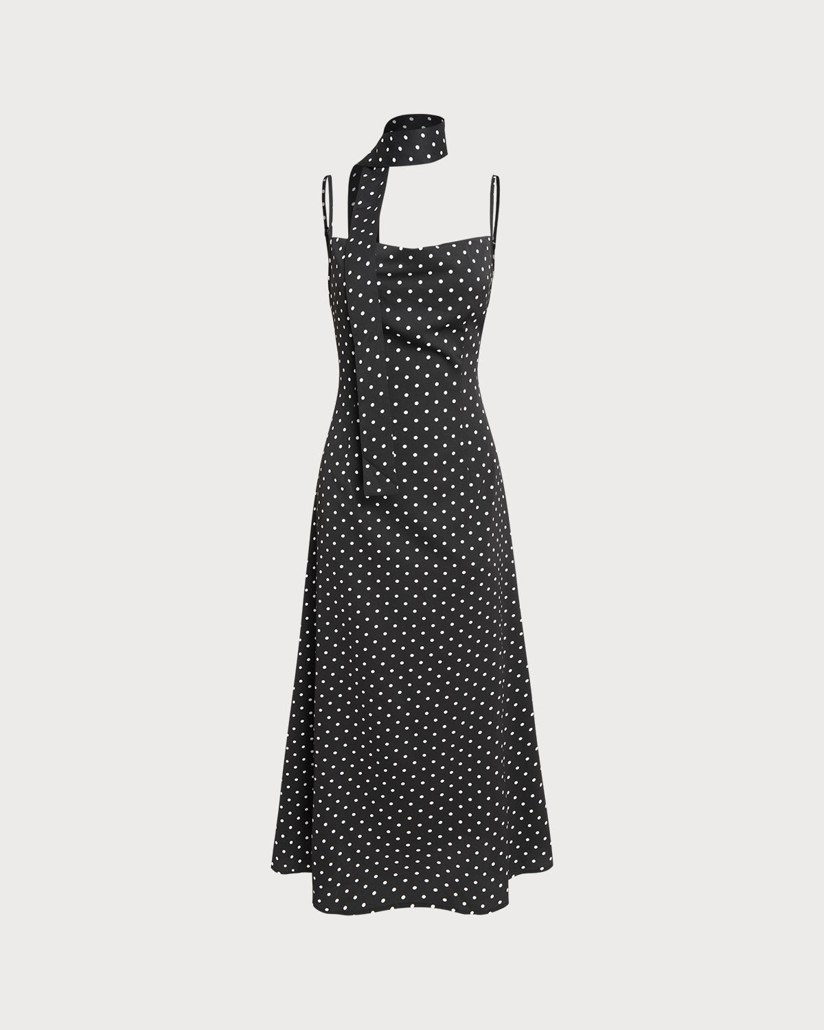Svart Prickig Cowl Neck Slip Maxi Klänning