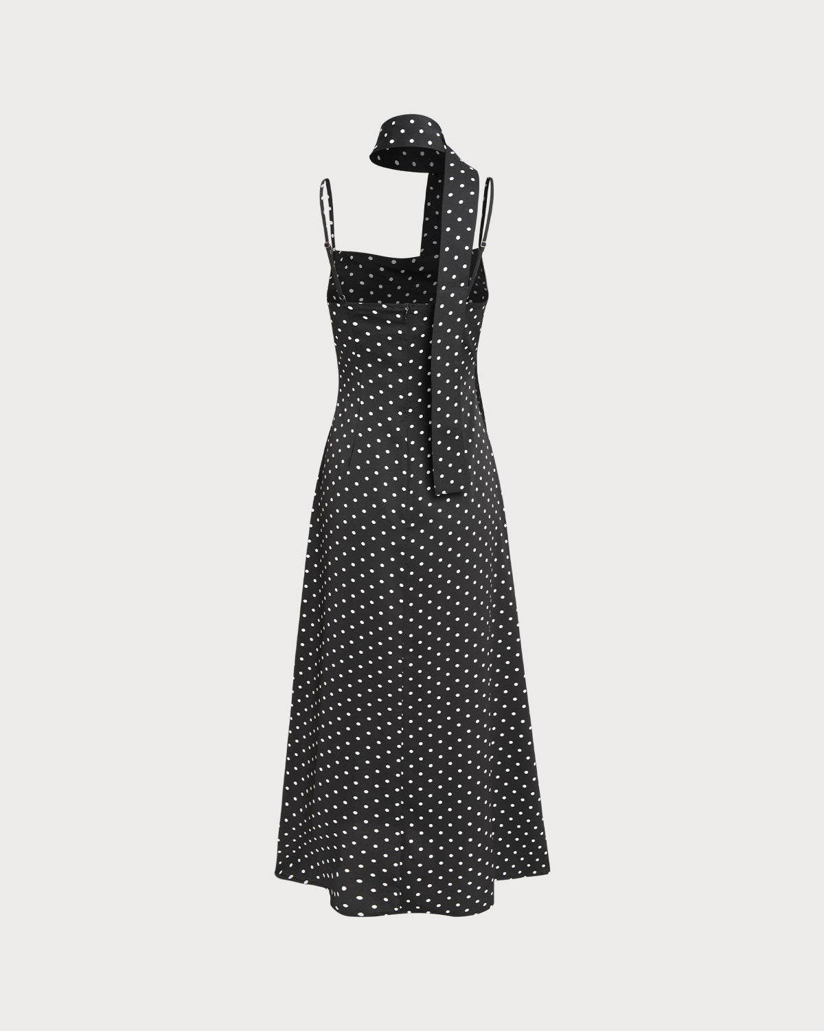 Svart Prickig Cowl Neck Slip Maxi Klänning