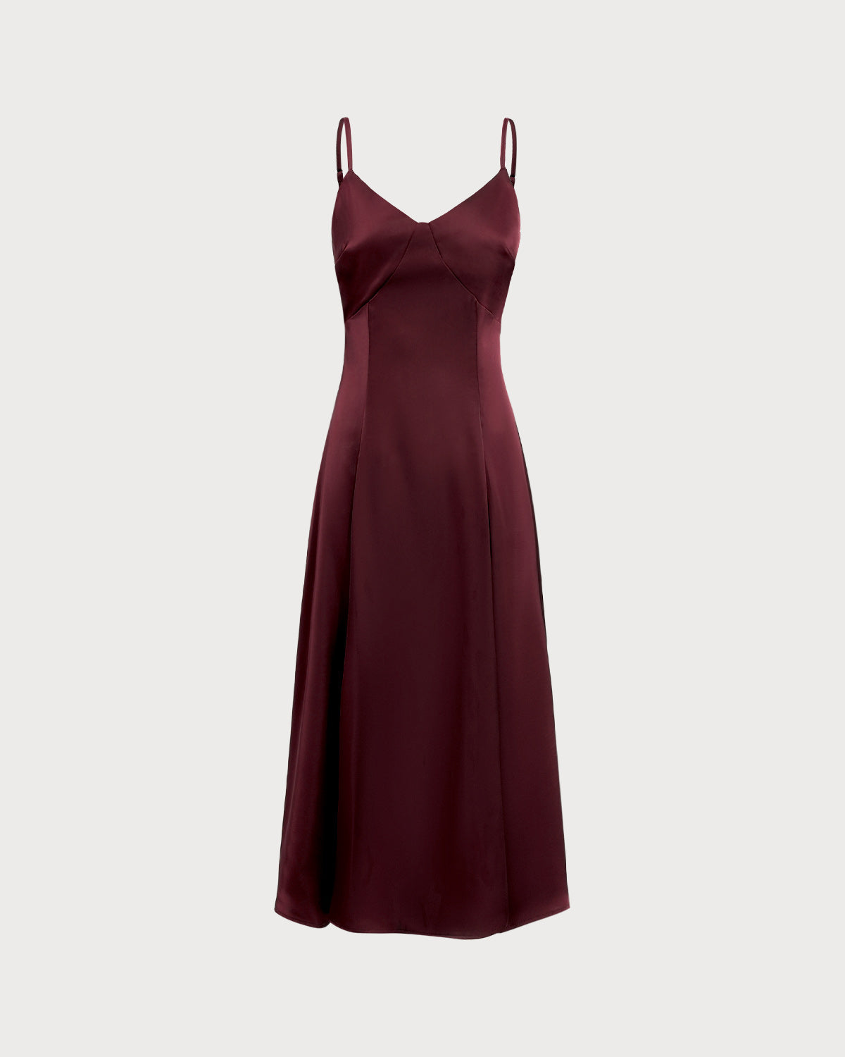 Vinröd Satin A-Linje Slip Maxi Klänning