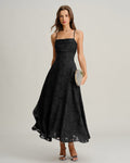 Svart Jacquard Slip Maxi Klänning