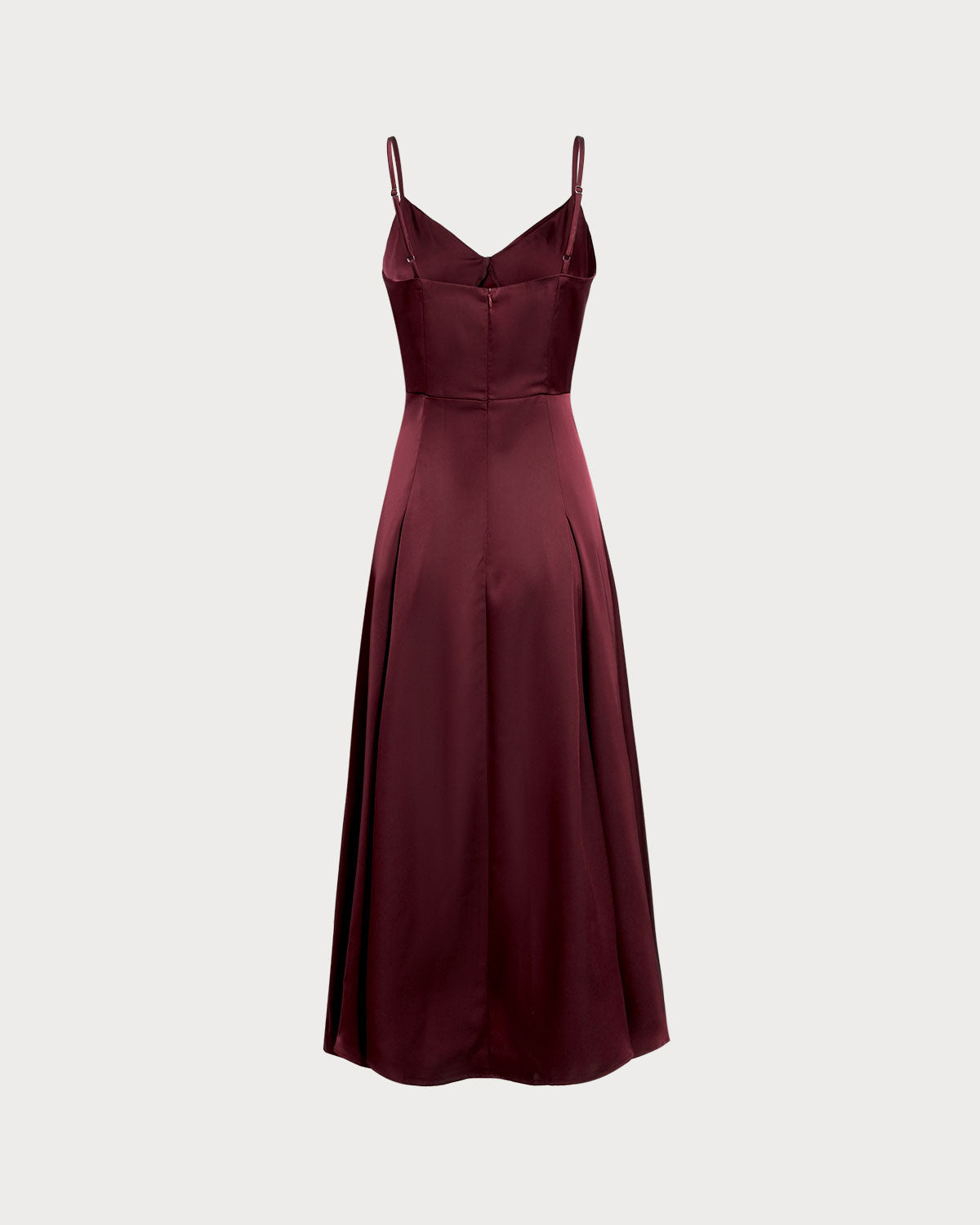 Vinröd Satin A-Linje Slip Maxi Klänning