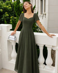 Grön Sweetheart Hals Chiffon Maxi Klänning