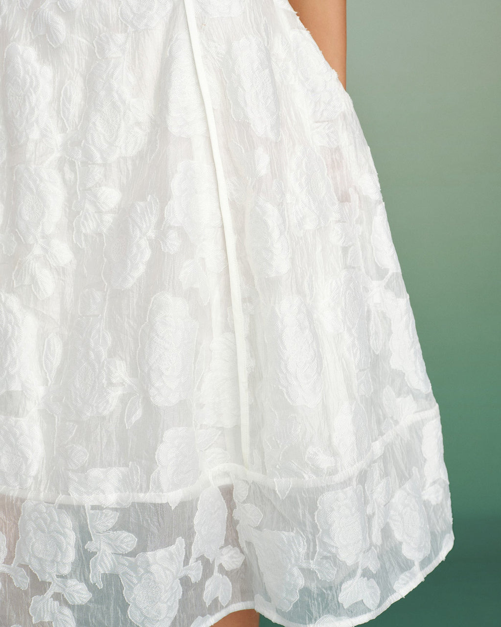 Vit Fyrkantig Hals Jacquard Slip Midi Klänning