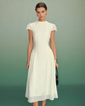 Aprikos Mock Neck A-Line Midi Klänning