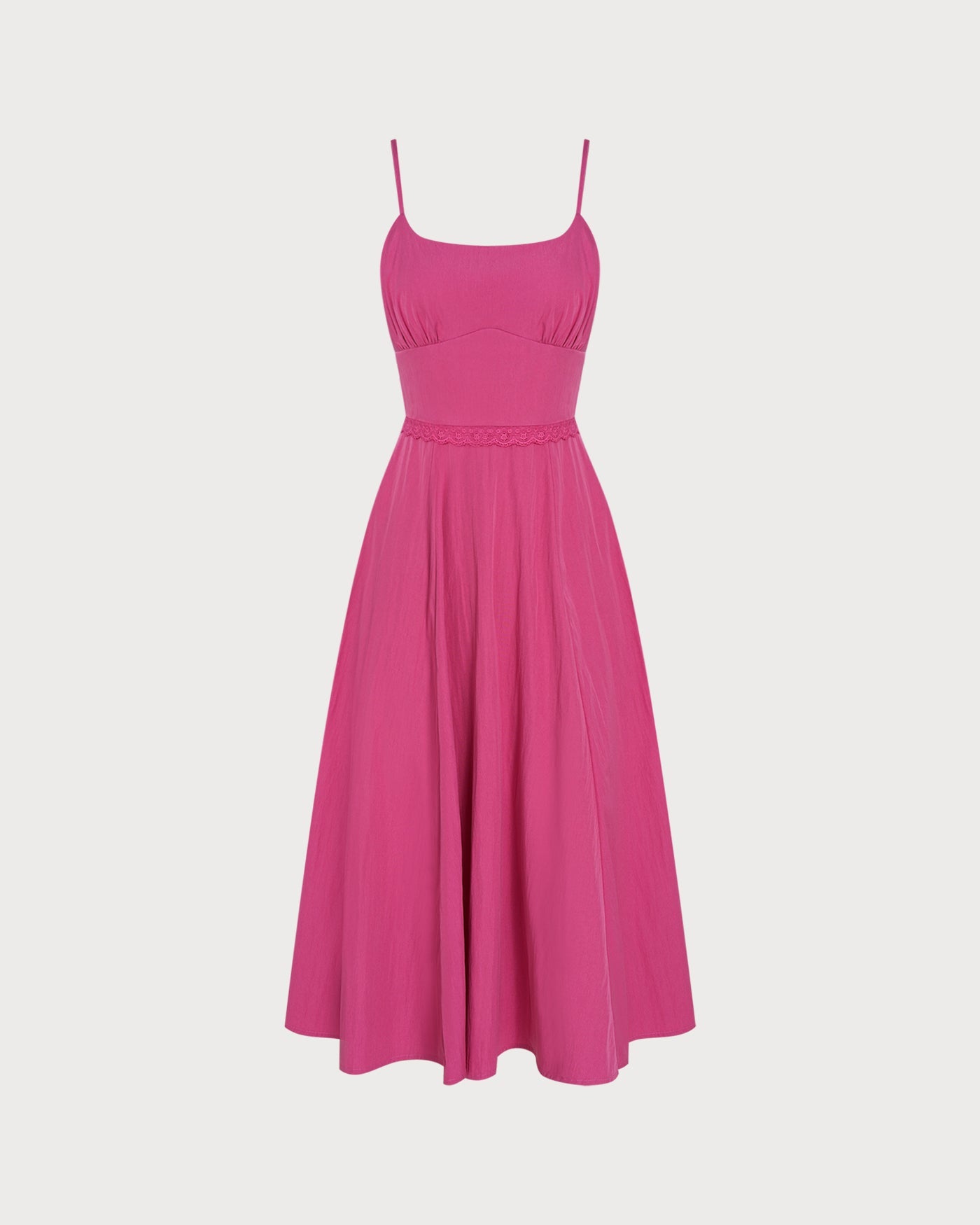 Rosa Spetsfickor Slip Midi Klänning