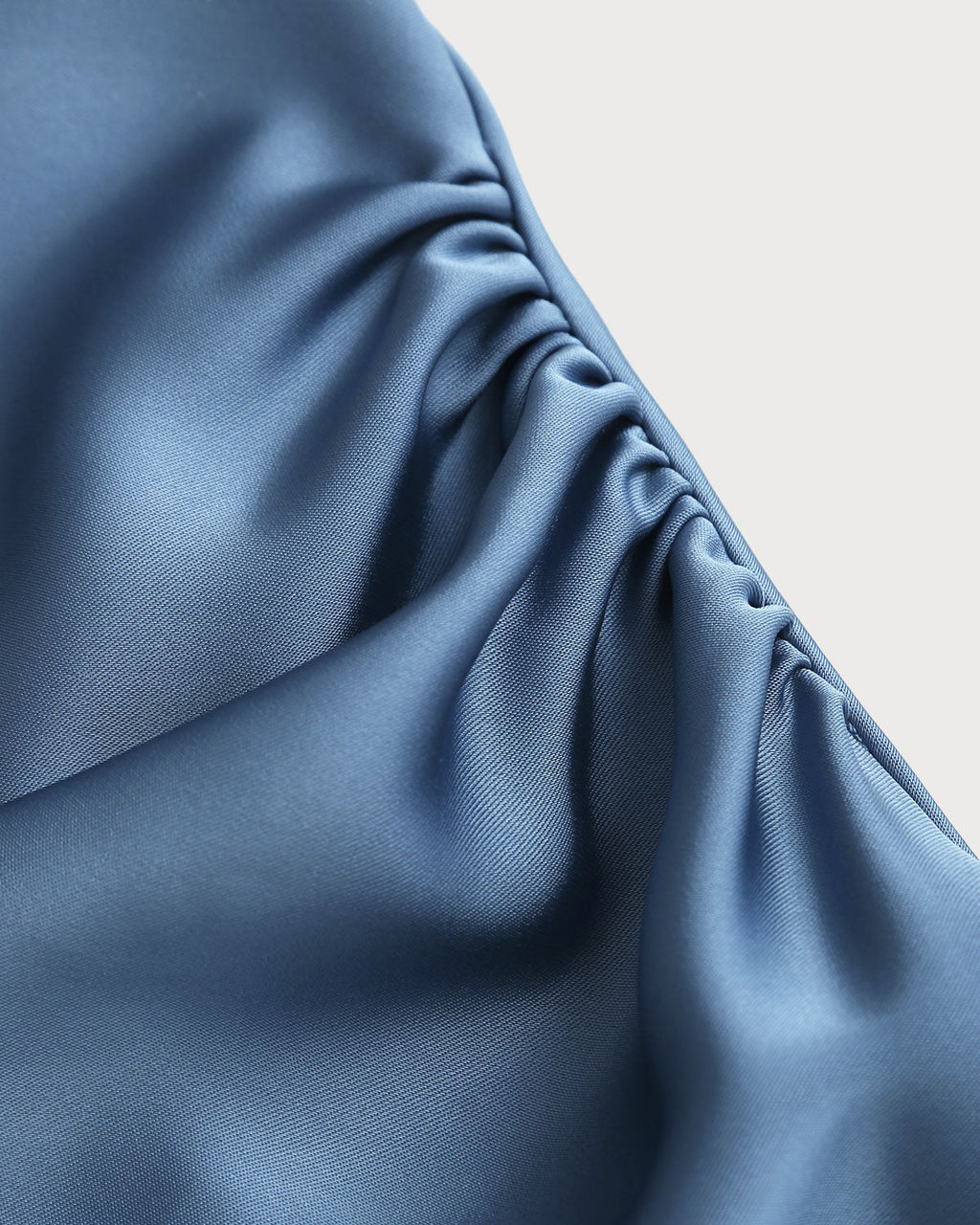 Blå Satin Båtringad Slip Midi Klänning