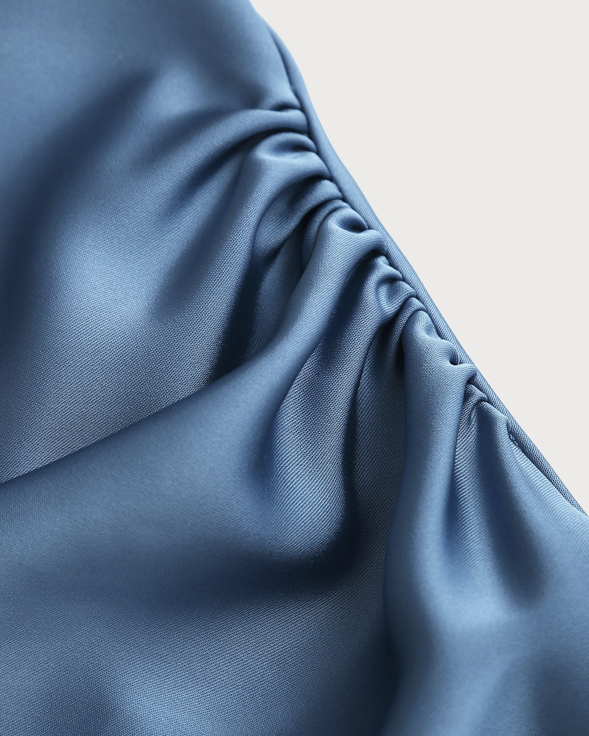 Blå Satin Båtringad Slip Midi Klänning