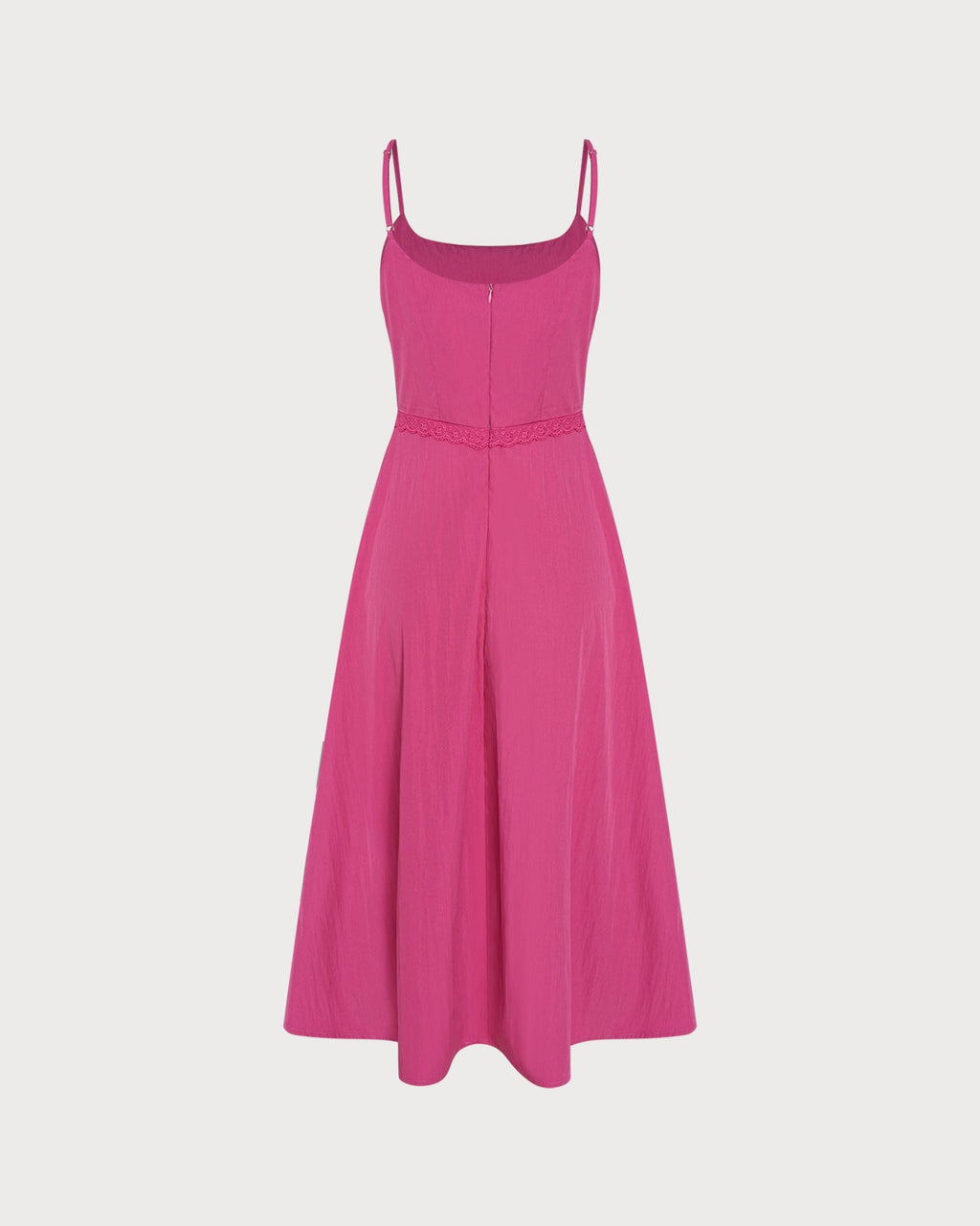 Rosa Spetsfickor Slip Midi Klänning