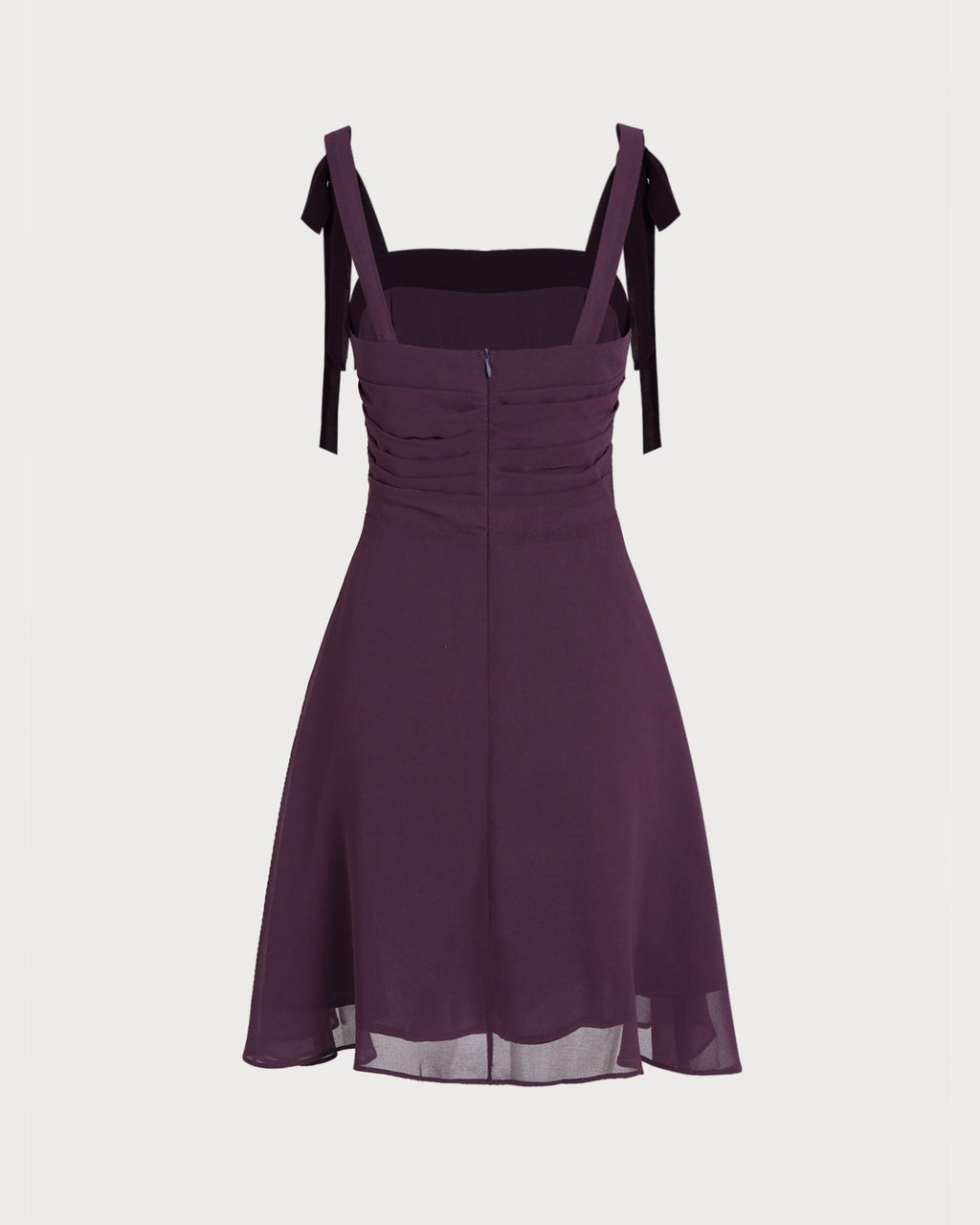 Lila Knytband Chiffon Mini Klänning