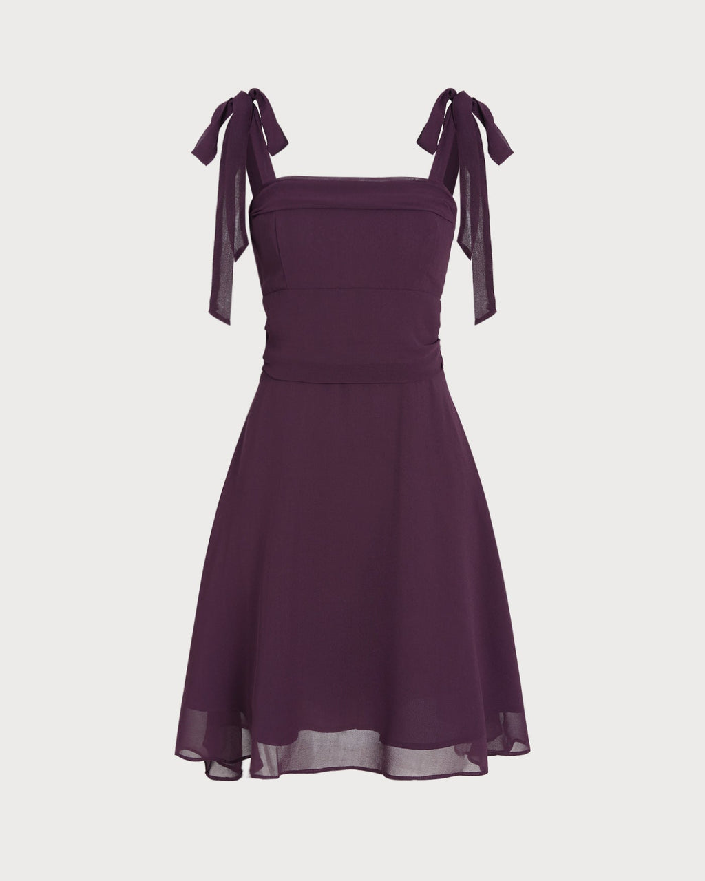 Lila Knytband Chiffon Mini Klänning