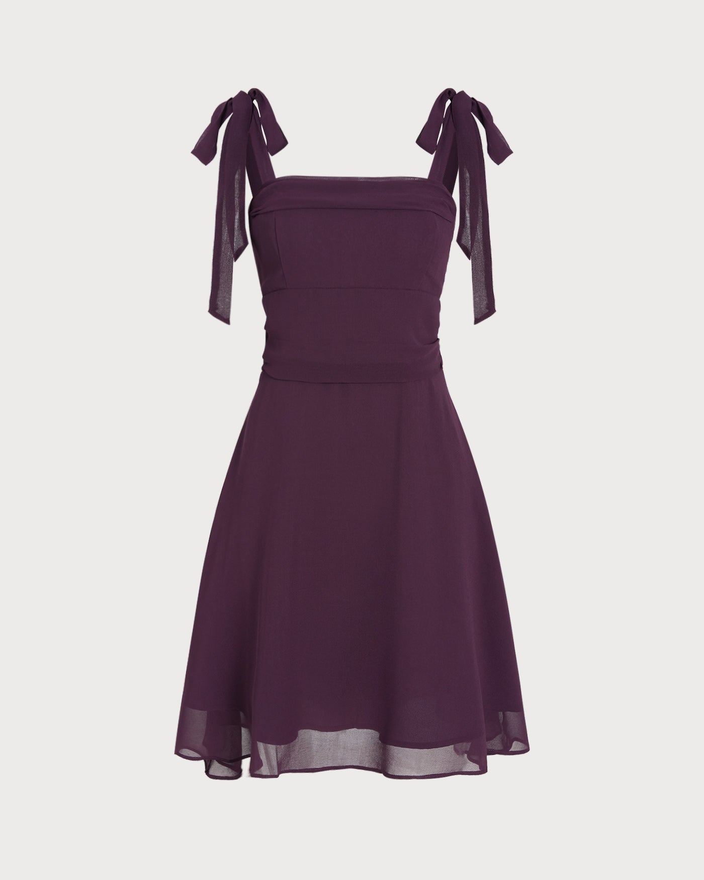 Lila Knytband Chiffon Mini Klänning