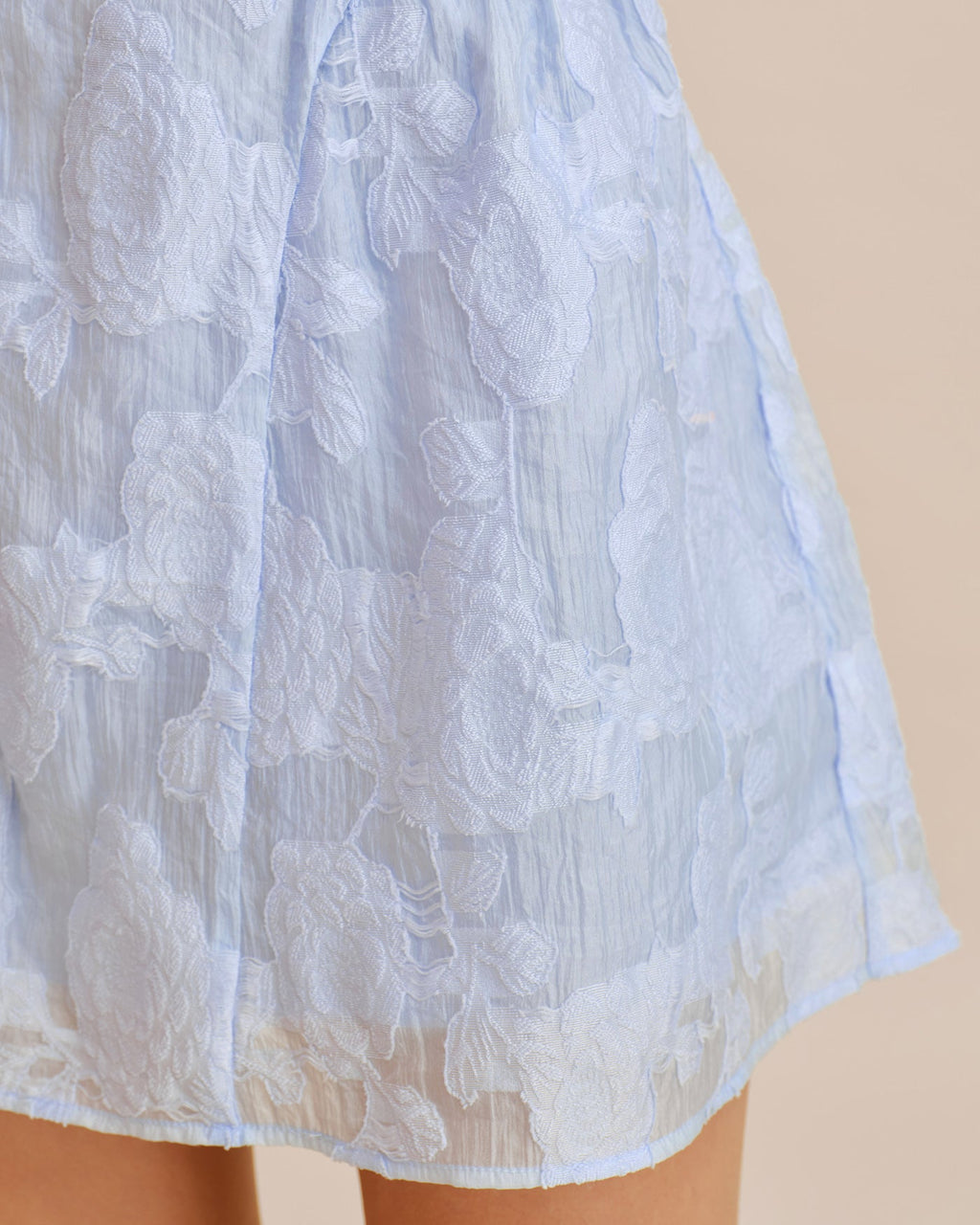 Blå Sweetheart Hals Jacquard Mini Klänning