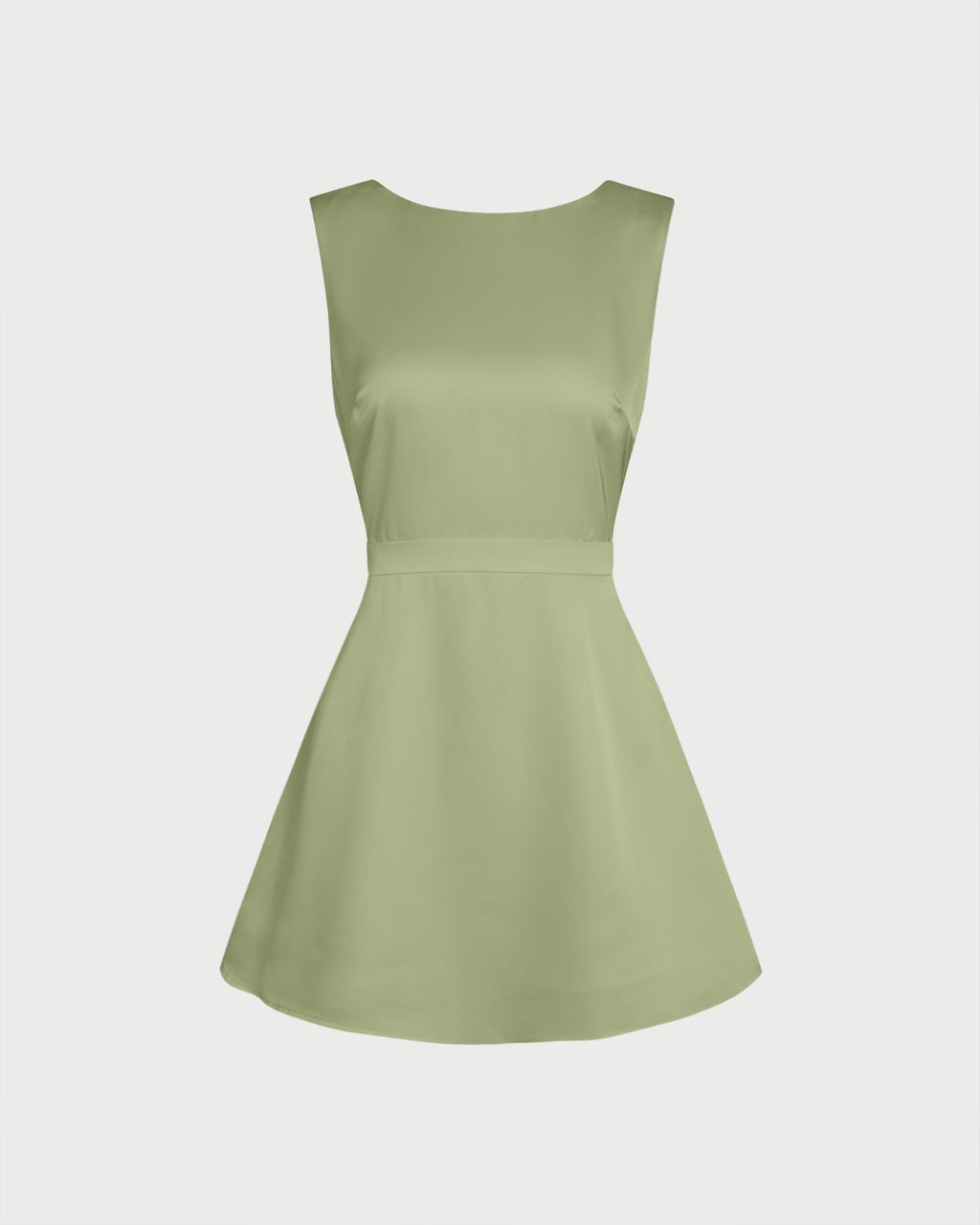 Grön Båt Halspärl Satin Mini Klänning