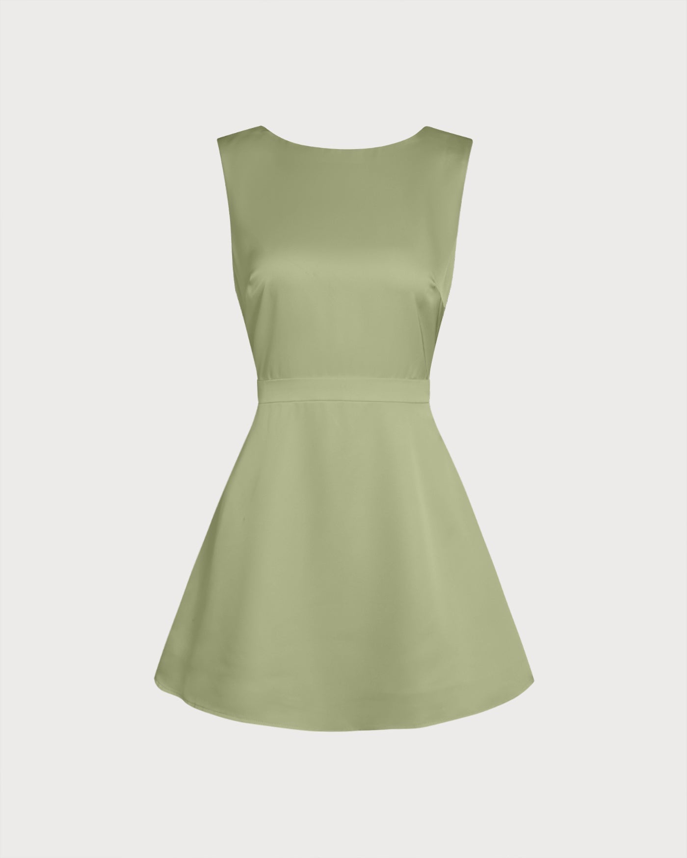 Grön Båt Halspärl Satin Mini Klänning