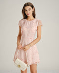 Rosa Cap Sleeve Jacquard Mini Klänning