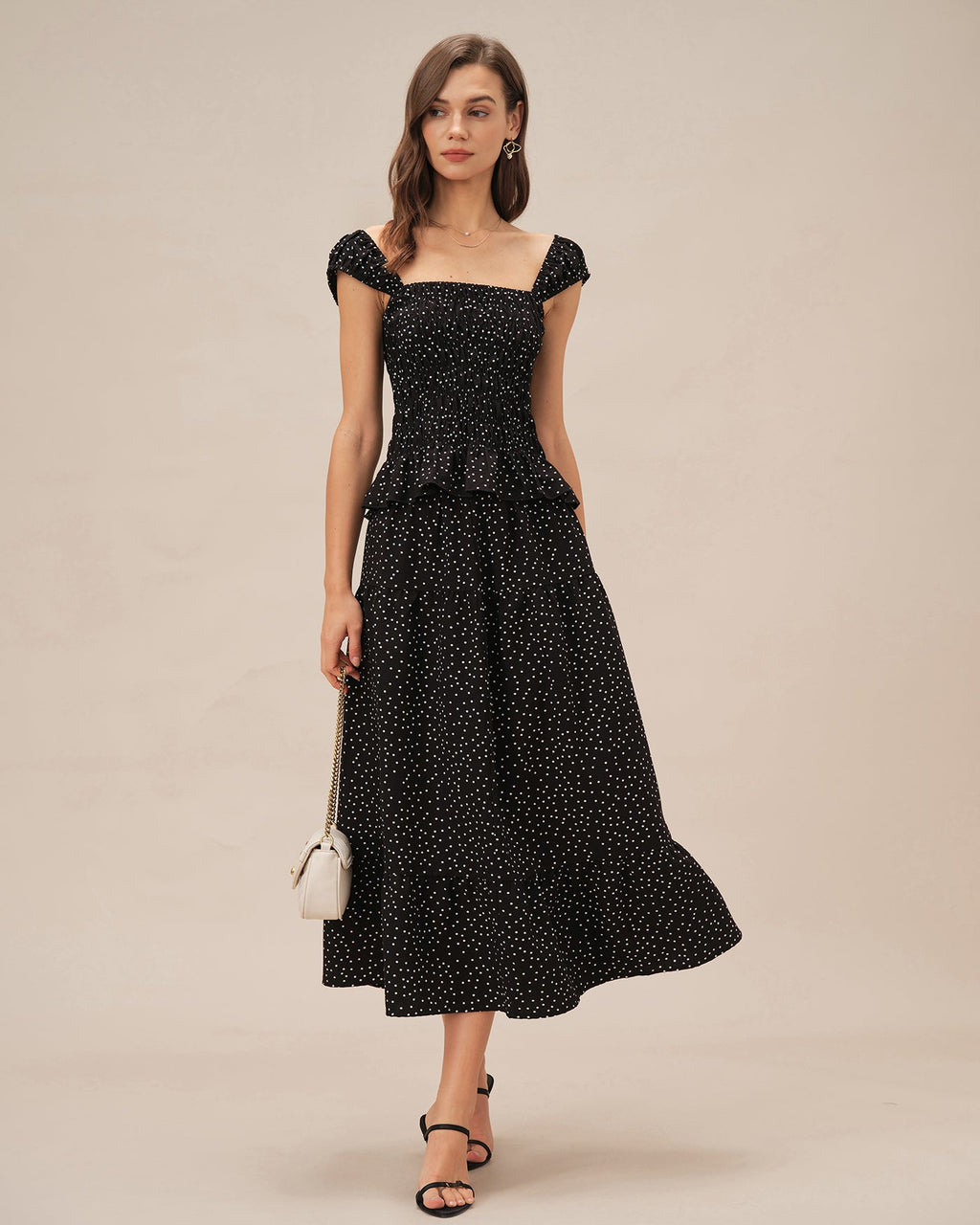 Svart Fyrkantig Nacke Polka Dot Tank Top