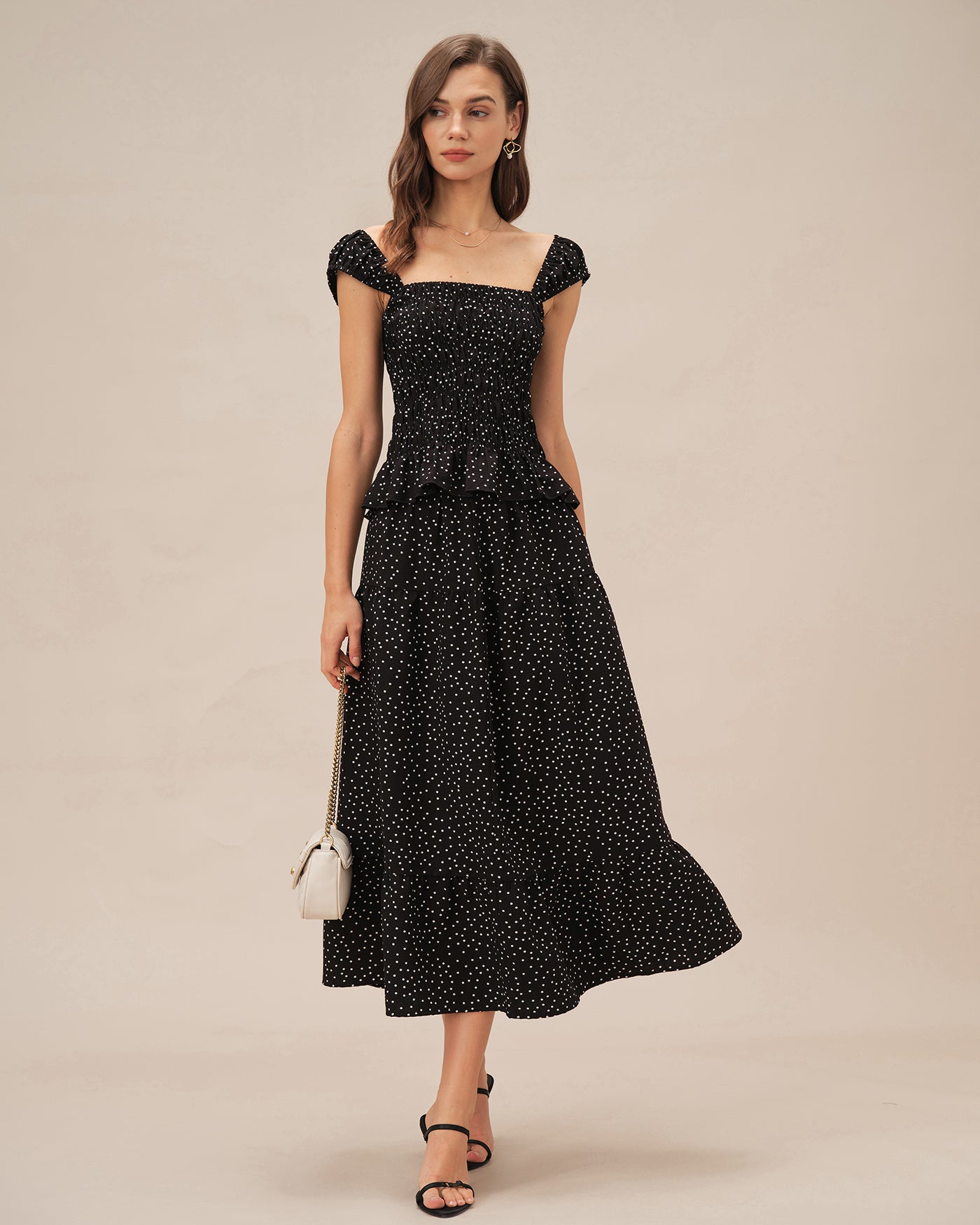 Svart Fyrkantig Nacke Polka Dot Tank Top