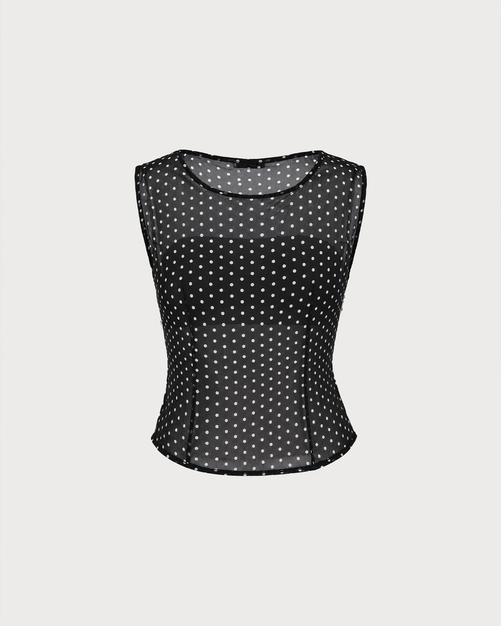Svart Båthalsad Polka Dot Tanktop